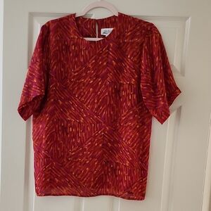 Yves St. Clair Red and Purple Abstract Print Blouse